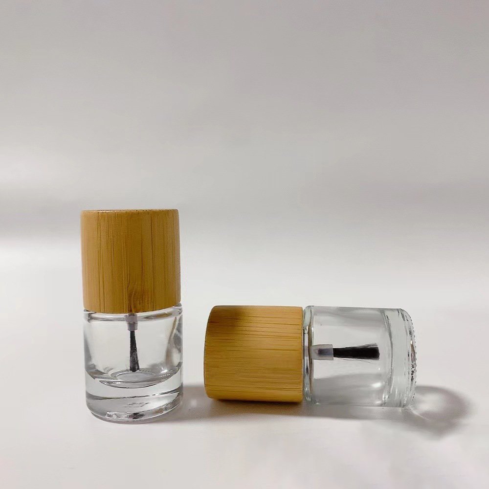 F 5Ml 8ML 10ML 15ML Empty Nail Polish Bottles with Bamboo Lid and Brush Refillable Nail Polish Glass Bottles With Bamboo Lid