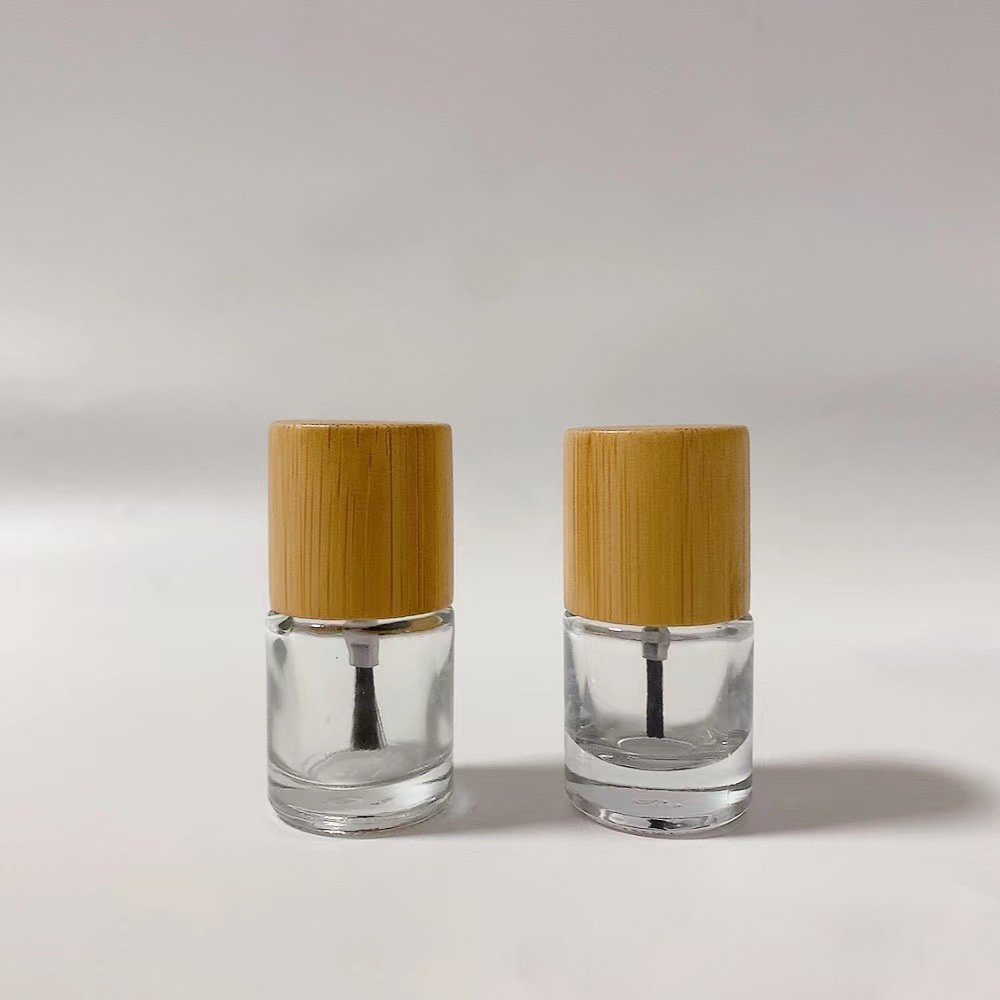 F 5Ml 8ML 10ML 15ML Empty Nail Polish Bottles with Bamboo Lid and Brush Refillable Nail Polish Glass Bottles With Bamboo Lid