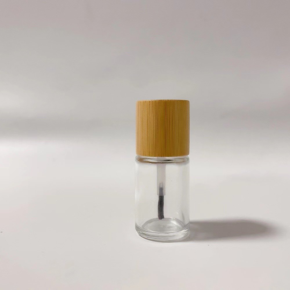 F 5Ml 8ML 10ML 15ML Empty Nail Polish Bottles with Bamboo Lid and Brush Refillable Nail Polish Glass Bottles With Bamboo Lid