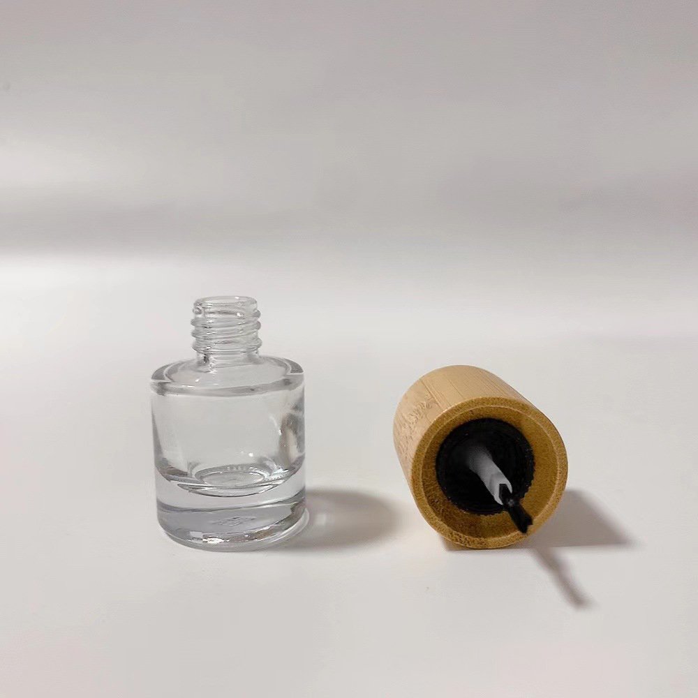 F 5Ml 8ML 10ML 15ML Empty Nail Polish Bottles with Bamboo Lid and Brush Refillable Nail Polish Glass Bottles With Bamboo Lid