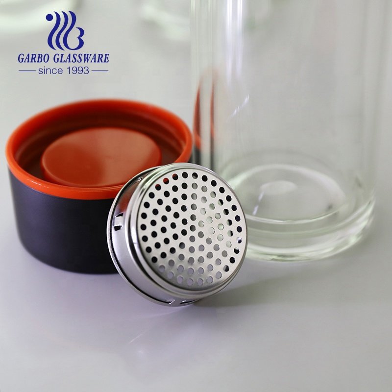 Wholesale High Quality Sport Bottle Customized Logo Heat Resistant High Borosilicate Double Walled Insulated Glass Water Bottle
