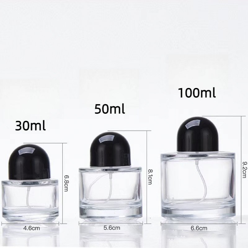 Luxury Cylinder Parfum Botol 30ml 50ml 100ml Heavy Base Glass Empty Glass Fragrance Parfum Spray Bottle With Wooden Cap