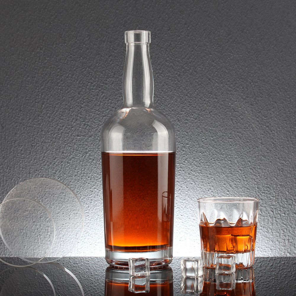 Premium empty cylinder spirit glass 750ml whisky vodka liquor bottle frosting wine glass bottle wholesale