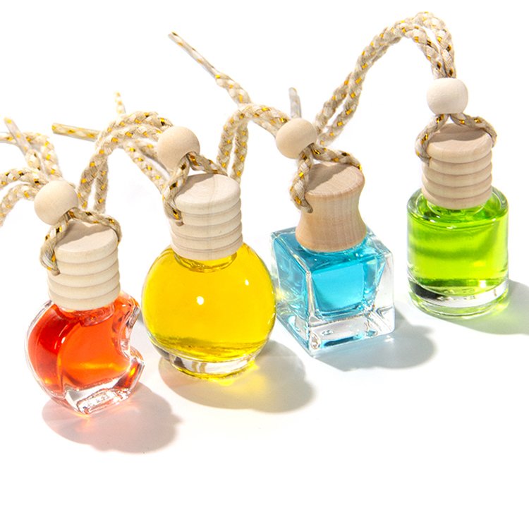 Custom Logo 8Ml 10Ml New Design Car Pendant Replacement Car Perfume Diffuser Bottles With Wooden Hanging