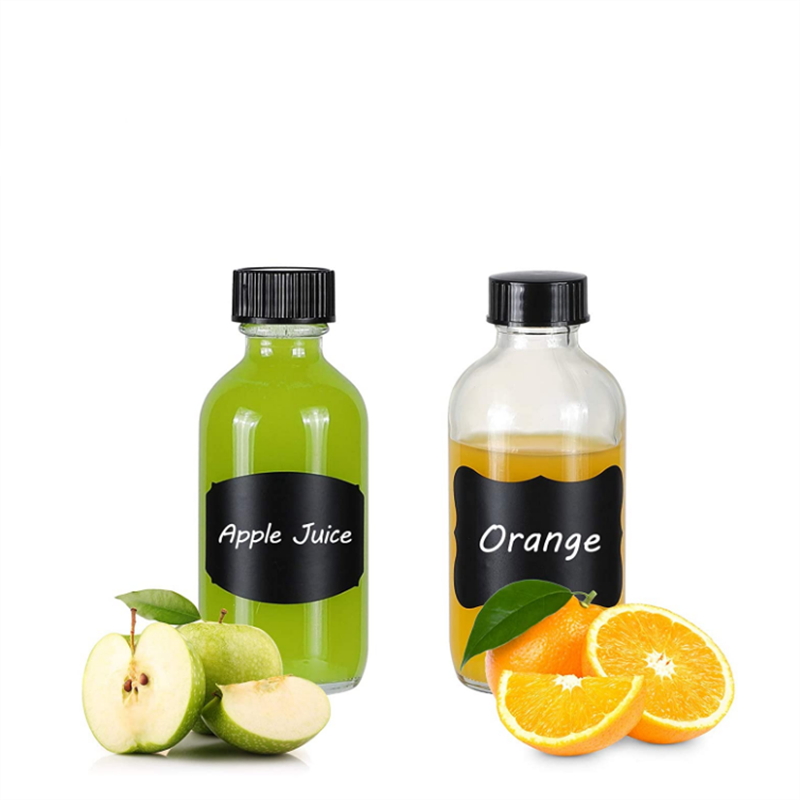 2oz Small 60ml Clear Empty Boston Round Shots Glass Bottles with Caps for Liquid Ginger