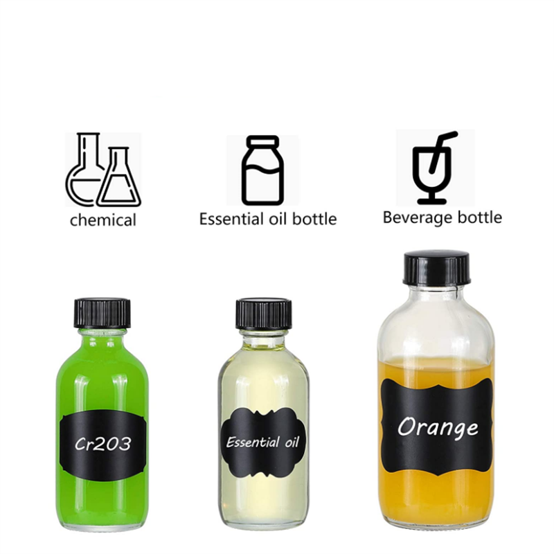 2oz Small 60ml Clear Empty Boston Round Shots Glass Bottles with Caps for Liquid Ginger