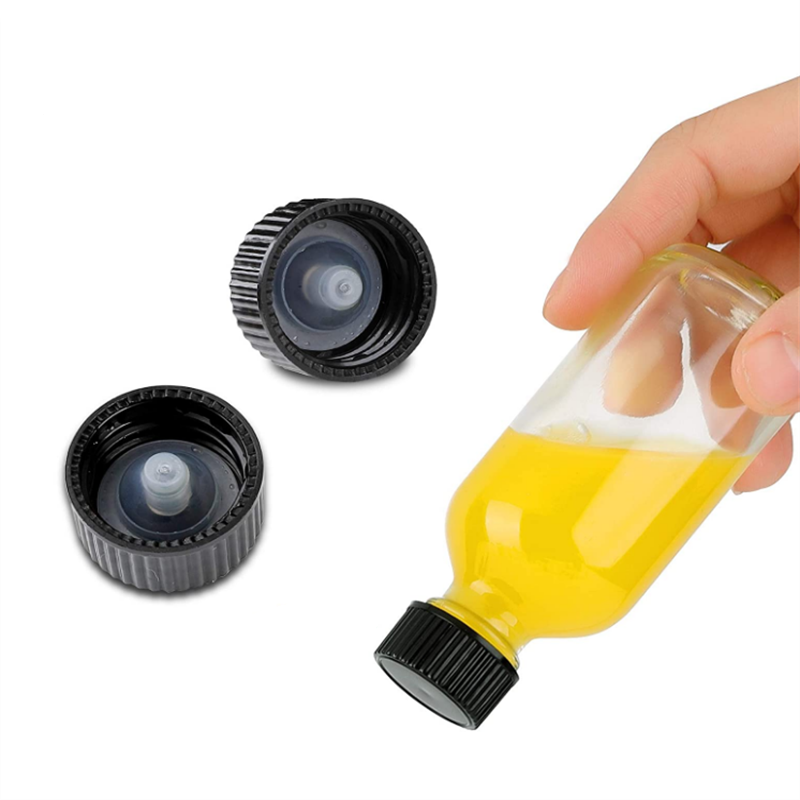 2oz Small 60ml Clear Empty Boston Round Shots Glass Bottles with Caps for Liquid Ginger