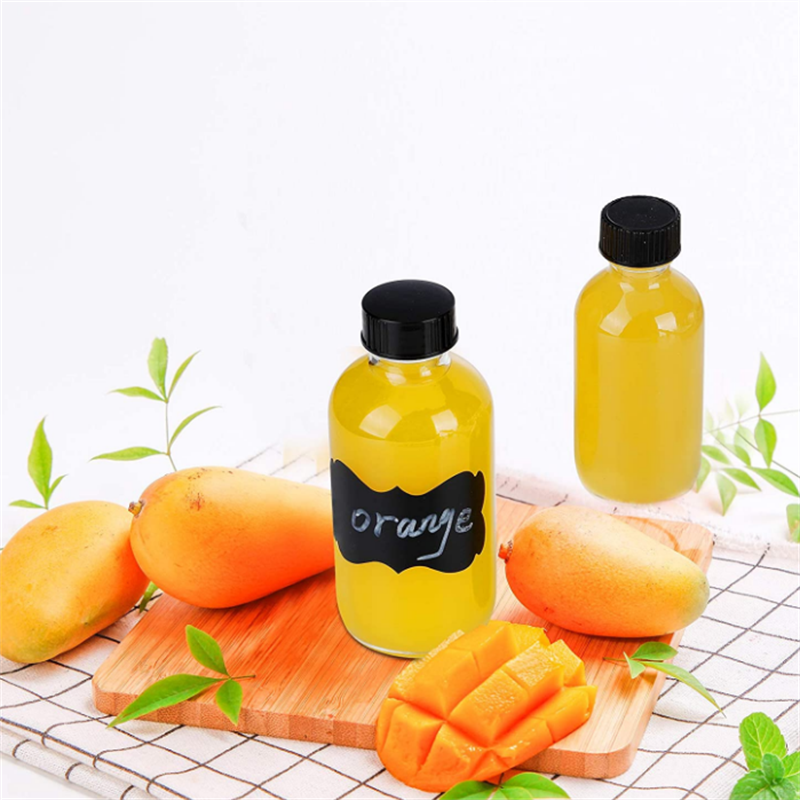 2oz Small 60ml Clear Empty Boston Round Shots Glass Bottles with Caps for Liquid Ginger