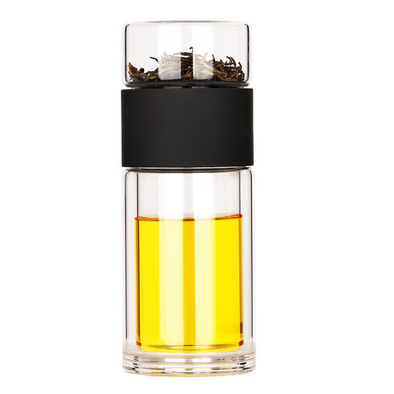 Zogifts High-End Gifts Double Wall Glass Tea Bottle With Stainless Steel Long Infuser