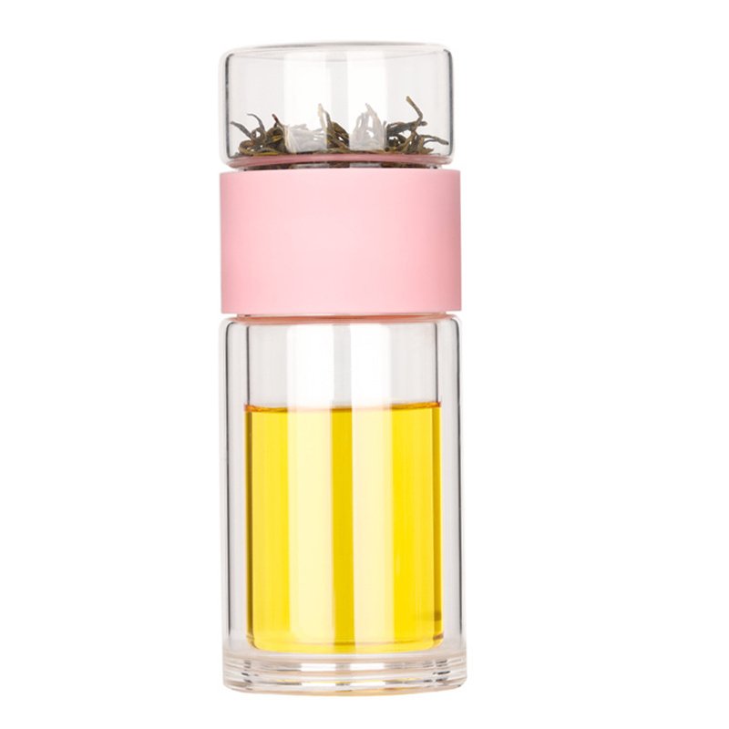 Zogifts High-End Gifts Double Wall Glass Tea Bottle With Stainless Steel Long Infuser