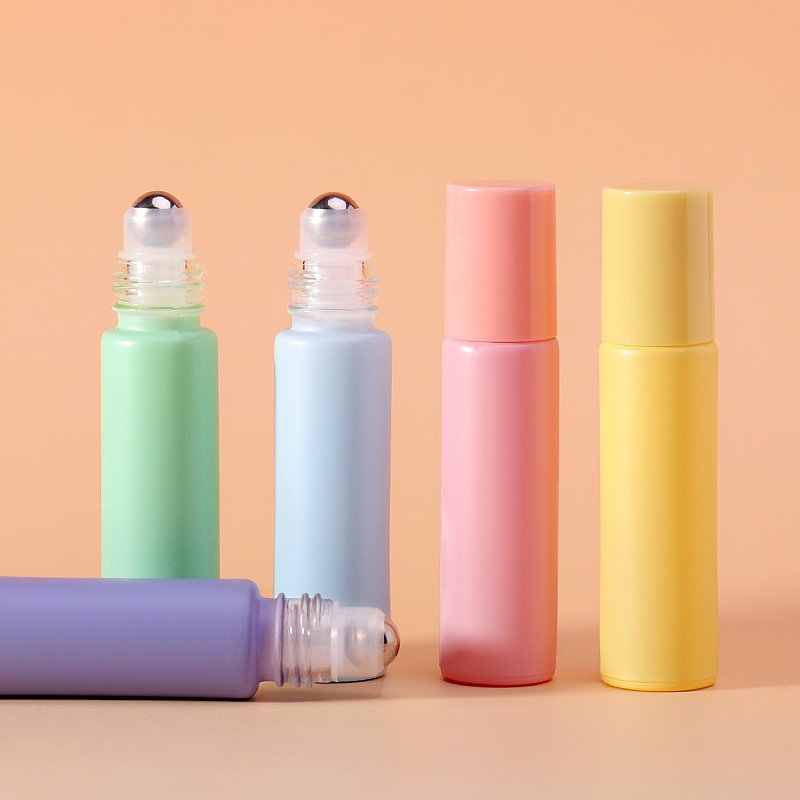 10ml Essential OIl Glass Bottle Frosted Macaron Color Glass Roll On Perfume Bottle With Stainless Steel Roller Ball