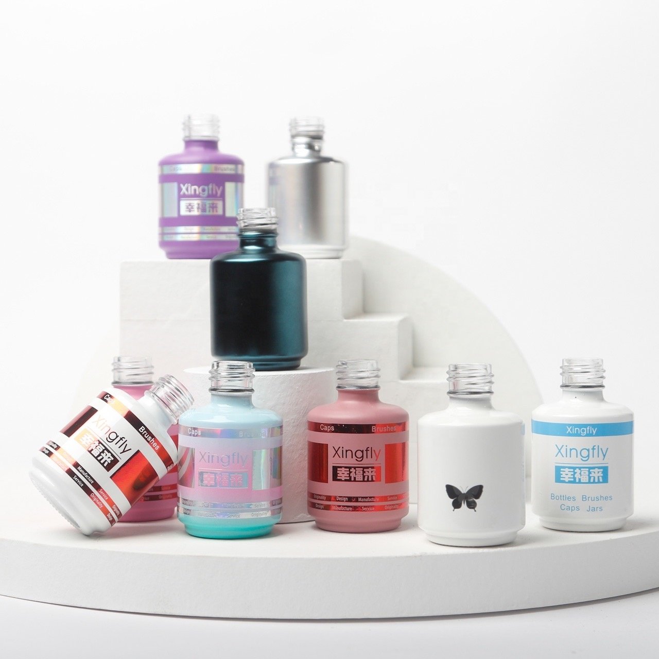 Custom OEM 15ml Empty Clear Round Gel Polish Bottle for Nail Polish Glass Bottle 15ml