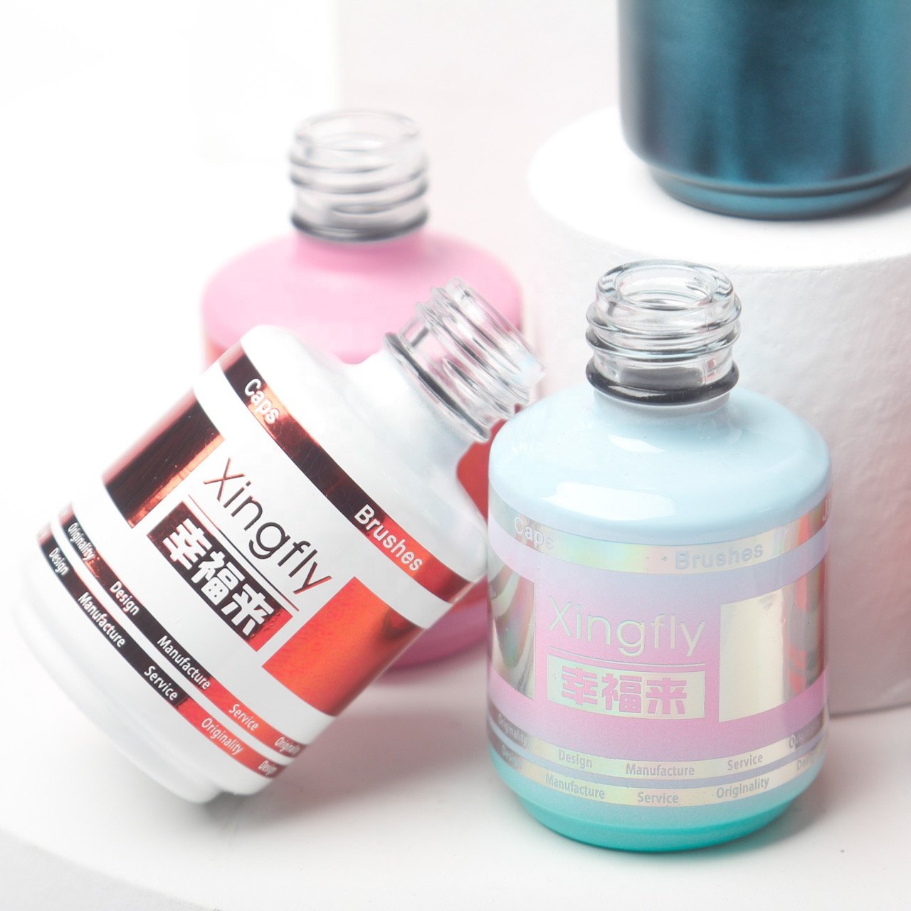 Custom OEM 15ml Empty Clear Round Gel Polish Bottle for Nail Polish Glass Bottle 15ml