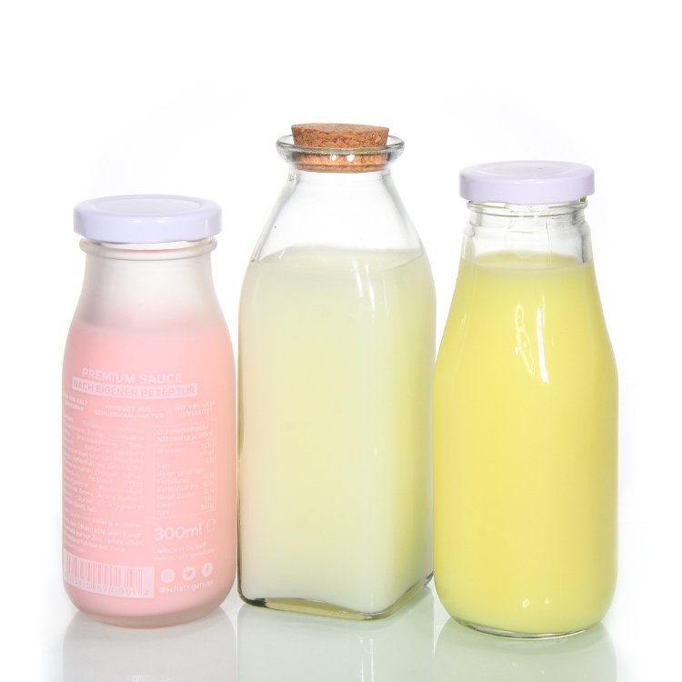 Free Sample 250Ml 500Ml 750Ml Large Capacity Glass Bottle Dairy Milk With Cap