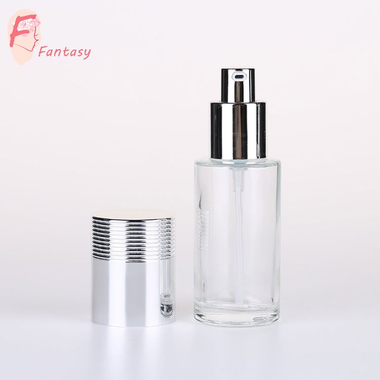 elegant frosted glass bottle packaging set glass lotion bottle with gold pump, sprayer 30ml 50ml cream jar container
