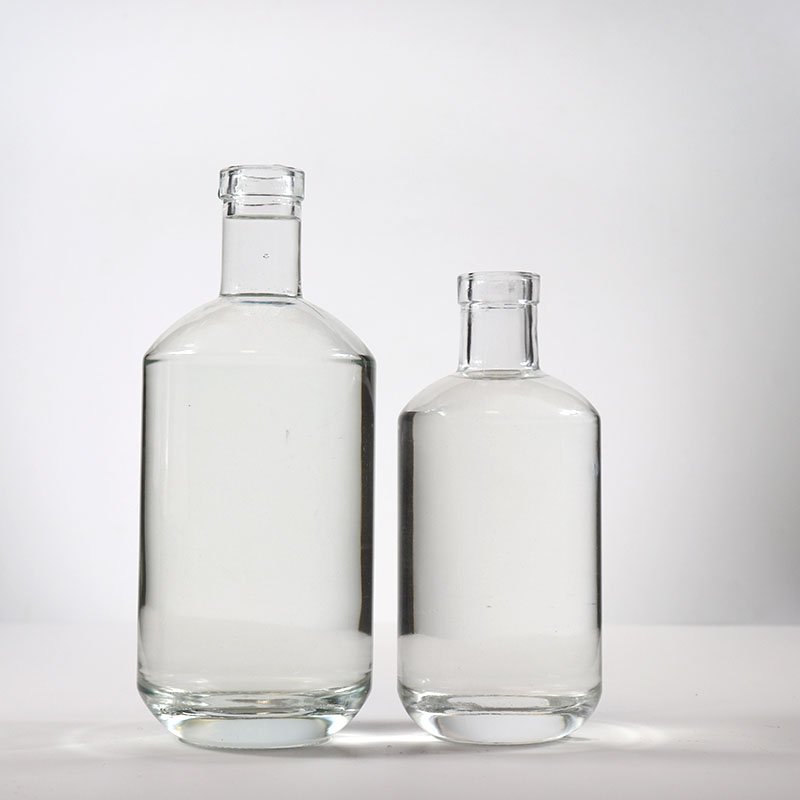 Wholesale 500ml 750ml Round Empty Shape Vodka Glass Wine Bottle