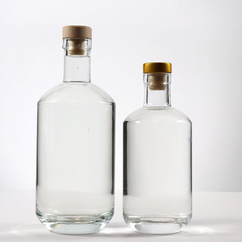 Wholesale 500ml 750ml Round Empty Shape Vodka Glass Wine Bottle