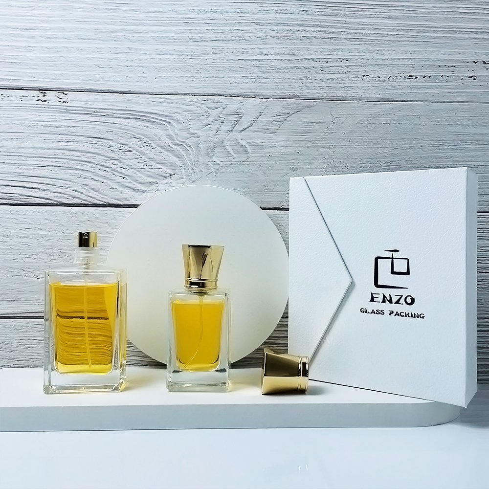 Luxury High Grade Custom Double Wall 50Ml Crystal Glass Perfume Bottles Square Clear Cheap Cosmetic Spray Bottles