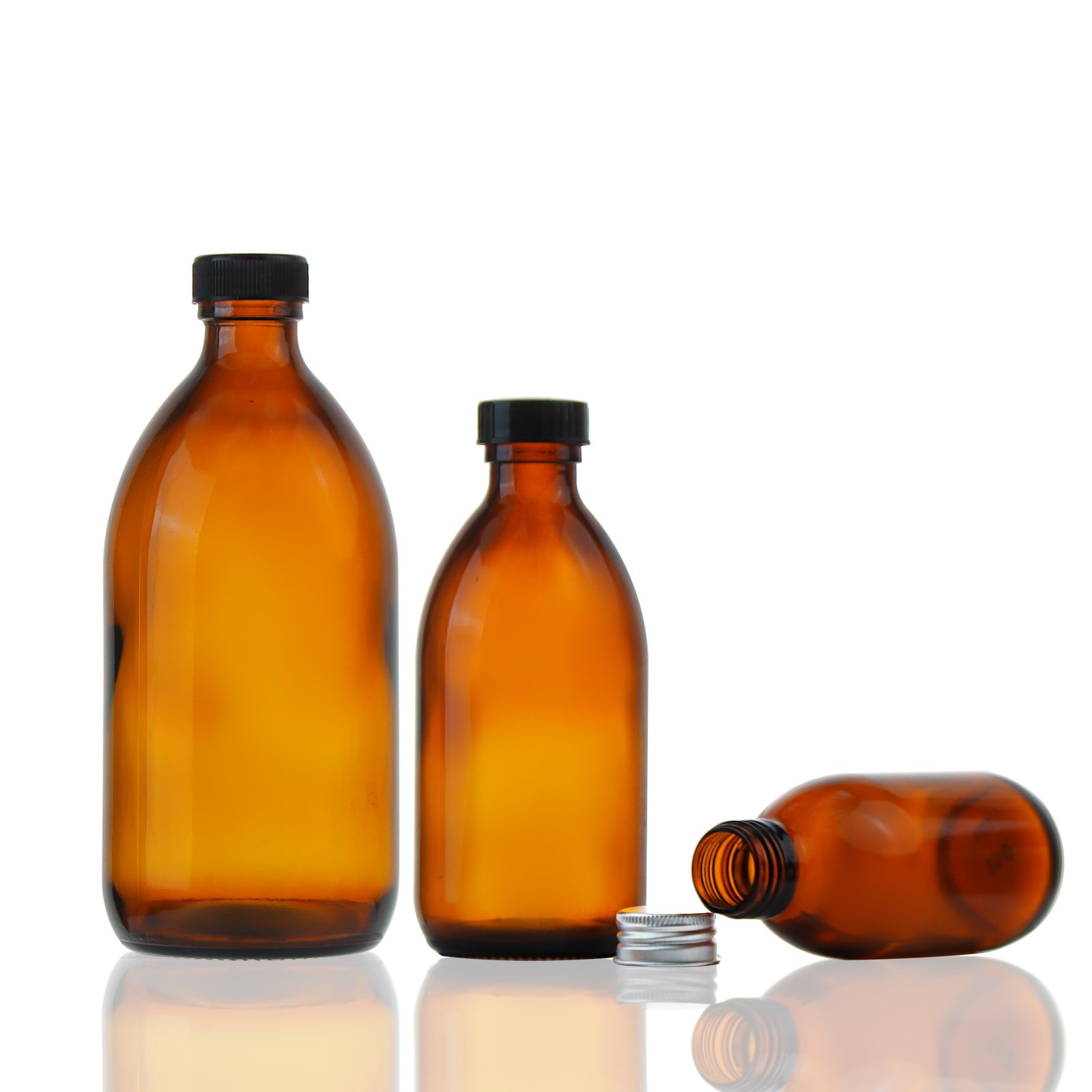 Ready Stock Wholesale 30ml 60ml 100ml 150ml 200ml 300ml 500ml Amber Cough Syrup Glass Bottle with Tamper Proof Lid