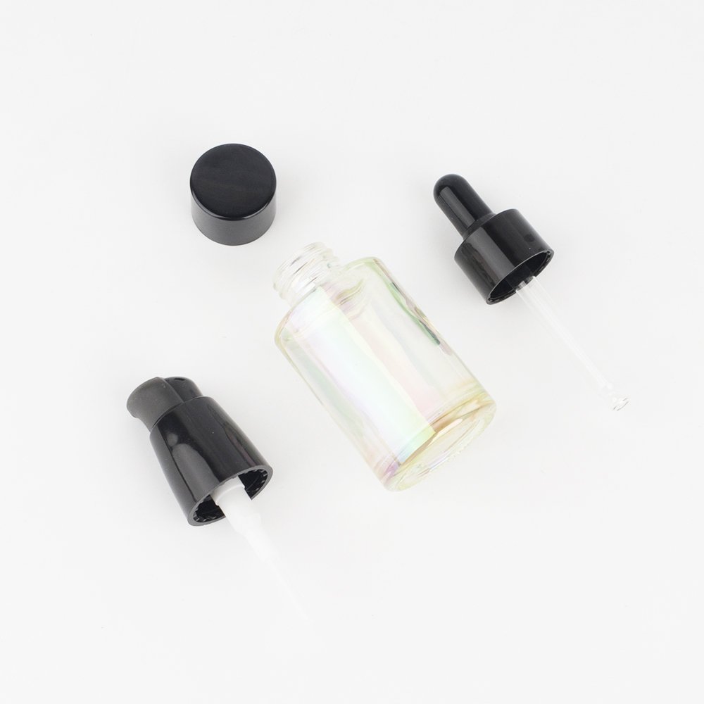30ml dropper electroplate rainbow gift with different sizes of essential oils glass bottle