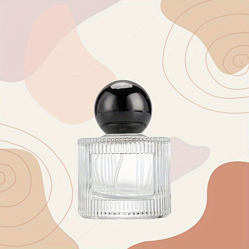 50ml Glass Perfume Bottle with Spray Nozzle Refillable Unscented Transparent Glass Cosmetic Container with Vertical Stripes