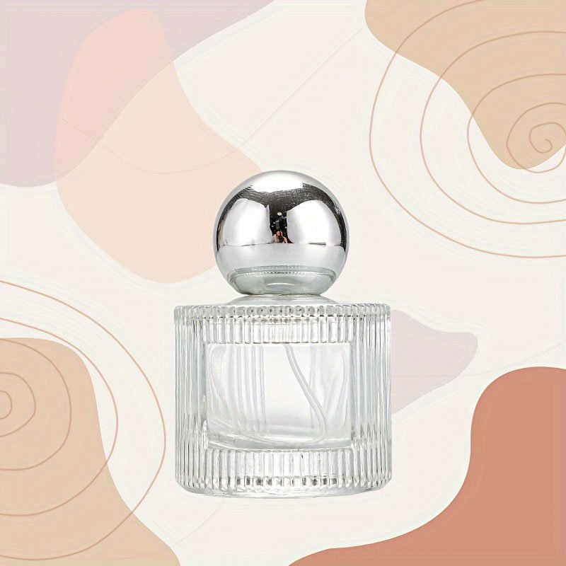 50ml Glass Perfume Bottle with Spray Nozzle Refillable Unscented Transparent Glass Cosmetic Container with Vertical Stripes