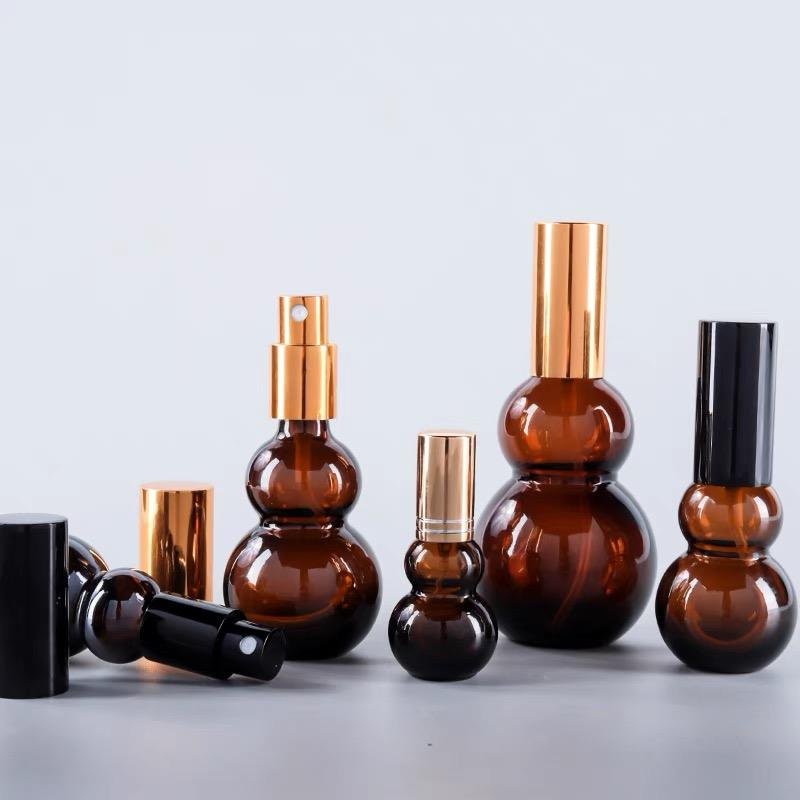 10ml 20ml 30ml 50ml 100ml Double gourd unique shape Glass Dropper Bottle amber Essential Oil Glass Bottles