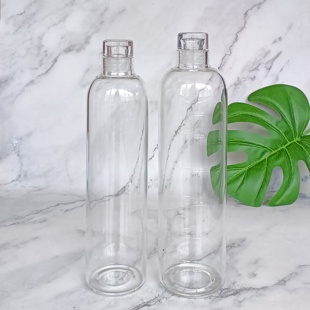 Oem Odm Bouteille Cylinder Glass Water Bottle 750ml Reusable Glass Water Bottle for Drinking Glass Water Bottle Gym White Box