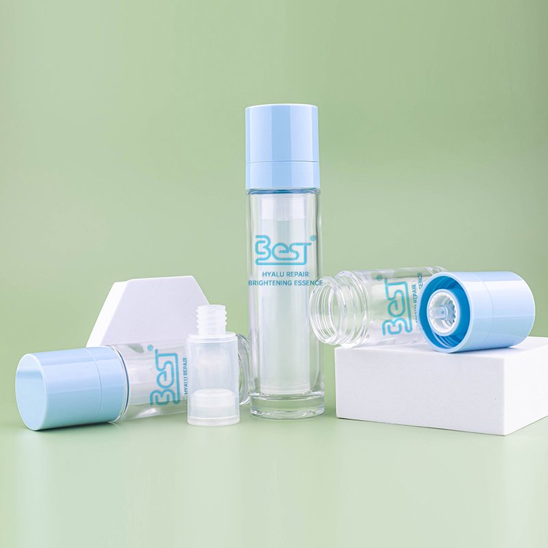 Newest Cosmetic Packaging Airless Glass Bottle Recyclable Lotion Skin Care Set China Pump Screen Printing 15ml 30ml 50ml 5000pcs