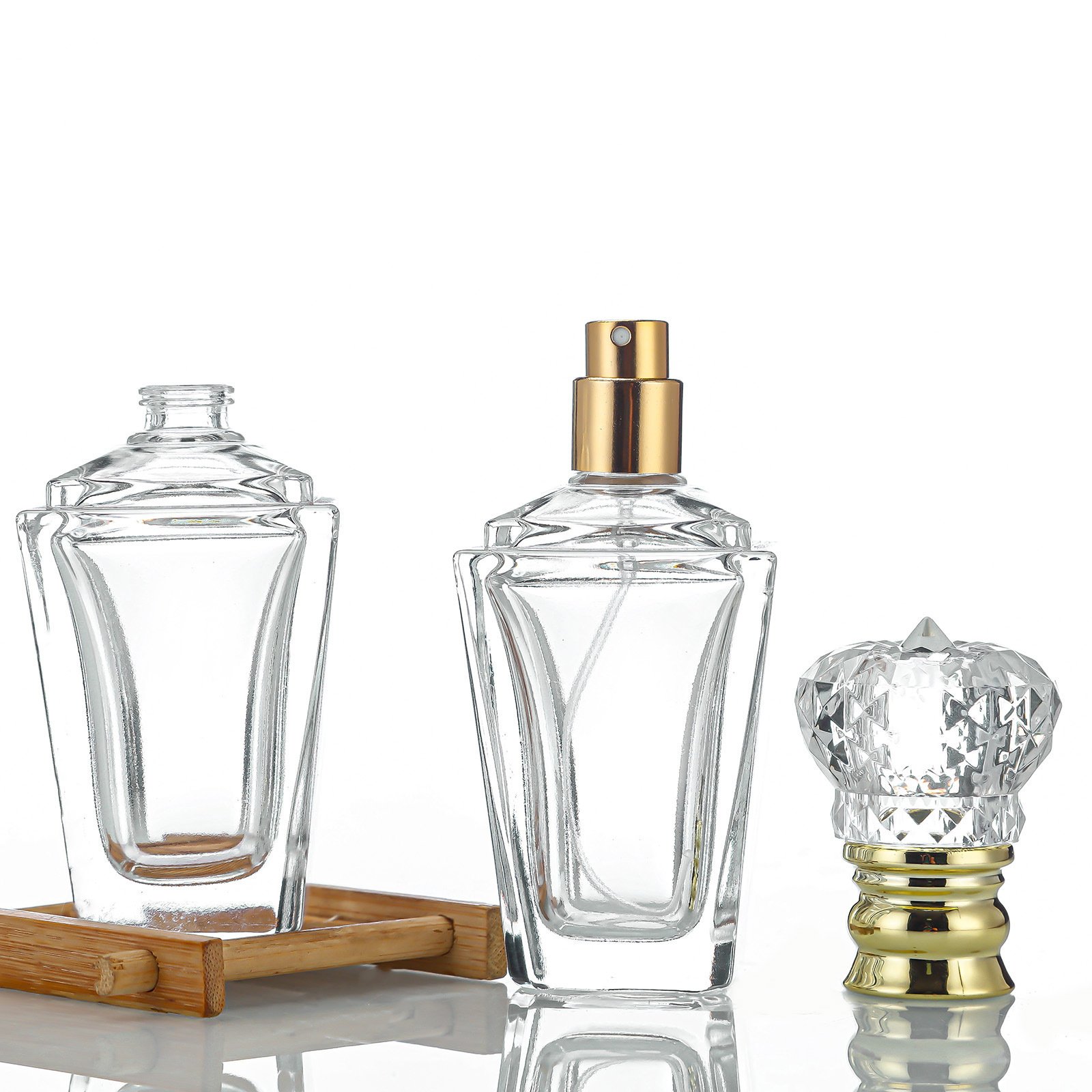 custom made luxury clear glass bottles with lids 50ml100ml mini glass perfume bottles Round empty Fragrance glass spray bottle