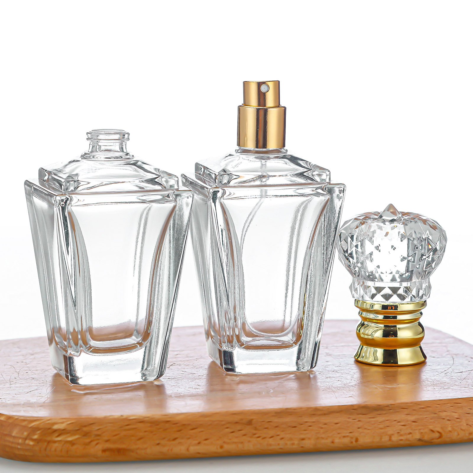 custom made luxury clear glass bottles with lids 50ml100ml mini glass perfume bottles Round empty Fragrance glass spray bottle