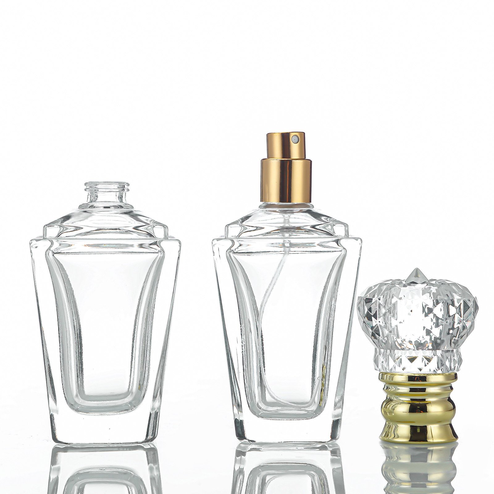 custom made luxury clear glass bottles with lids 50ml100ml mini glass perfume bottles Round empty Fragrance glass spray bottle