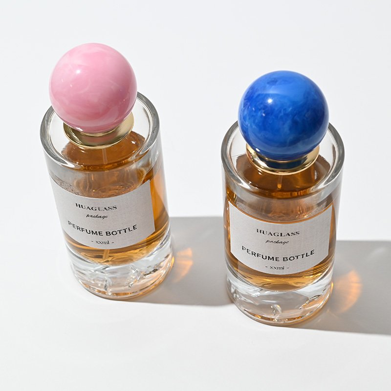 30ml Resin Cap 50ml 100ml empty cylinder Mountain base luxury glass bottle custom perfume spray bottle