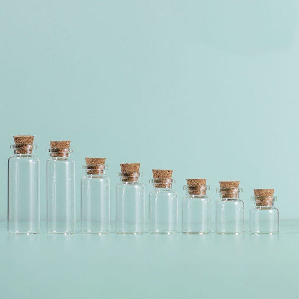 Mini Glass Bottles Clear Drifting Bottles Small Wishing Bottles With Cork Stoppers For Wedding Birthday Party Glass Jars