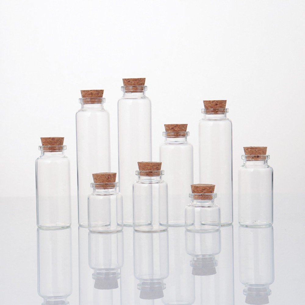 Mini Glass Bottles Clear Drifting Bottles Small Wishing Bottles With Cork Stoppers For Wedding Birthday Party Glass Jars