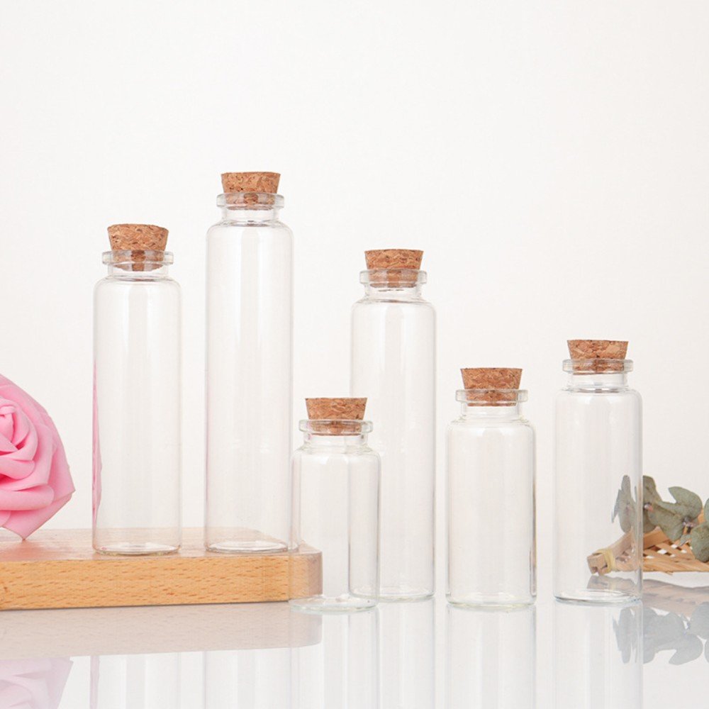 Mini Glass Bottles Clear Drifting Bottles Small Wishing Bottles With Cork Stoppers For Wedding Birthday Party Glass Jars