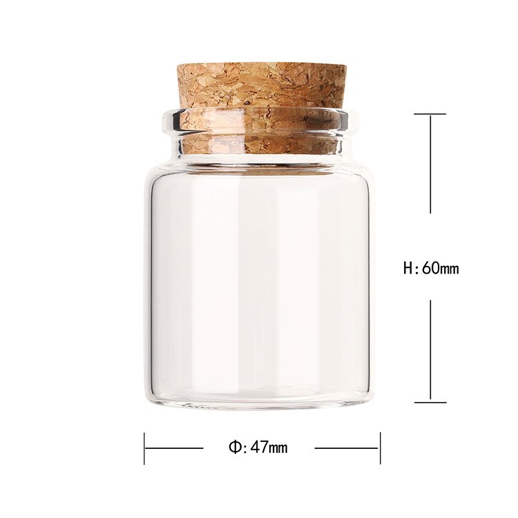 50ml borosilicate glass food bottle with cork lid 5g saffron glass packing jar