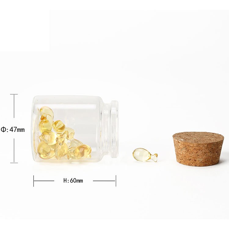 50ml borosilicate glass food bottle with cork lid 5g saffron glass packing jar