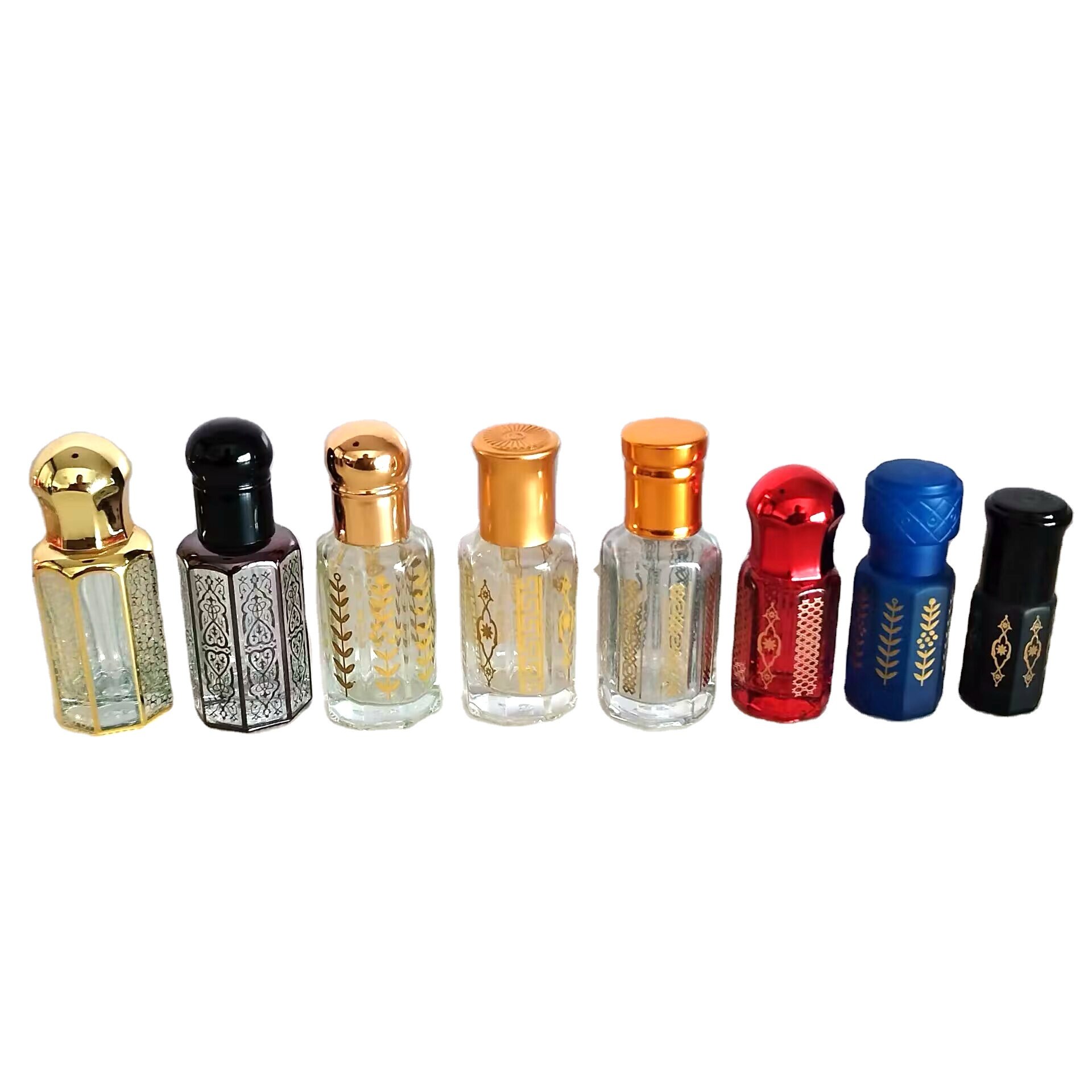 Premium Golden/Black/Red/Clear Arabic 3 ml Attar Bottle Roll on Glass 3ml 6ml 12ml Perfume Essential Oil Bottle