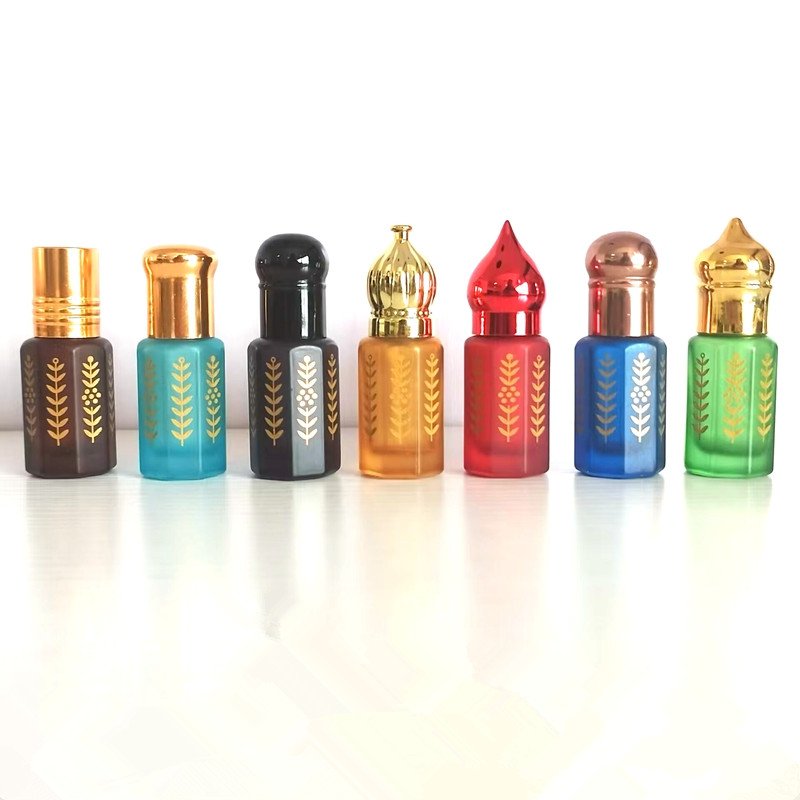 Premium Golden/Black/Red/Clear Arabic 3 ml Attar Bottle Roll on Glass 3ml 6ml 12ml Perfume Essential Oil Bottle
