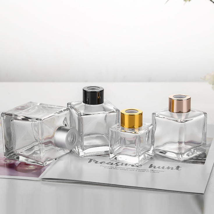 High-grade Square Clear Glass 50ml 100ml 150ml 200ml Empty Aromatherapy Essential Oil Perfume Reed Diffuse Glass Bottle For Home