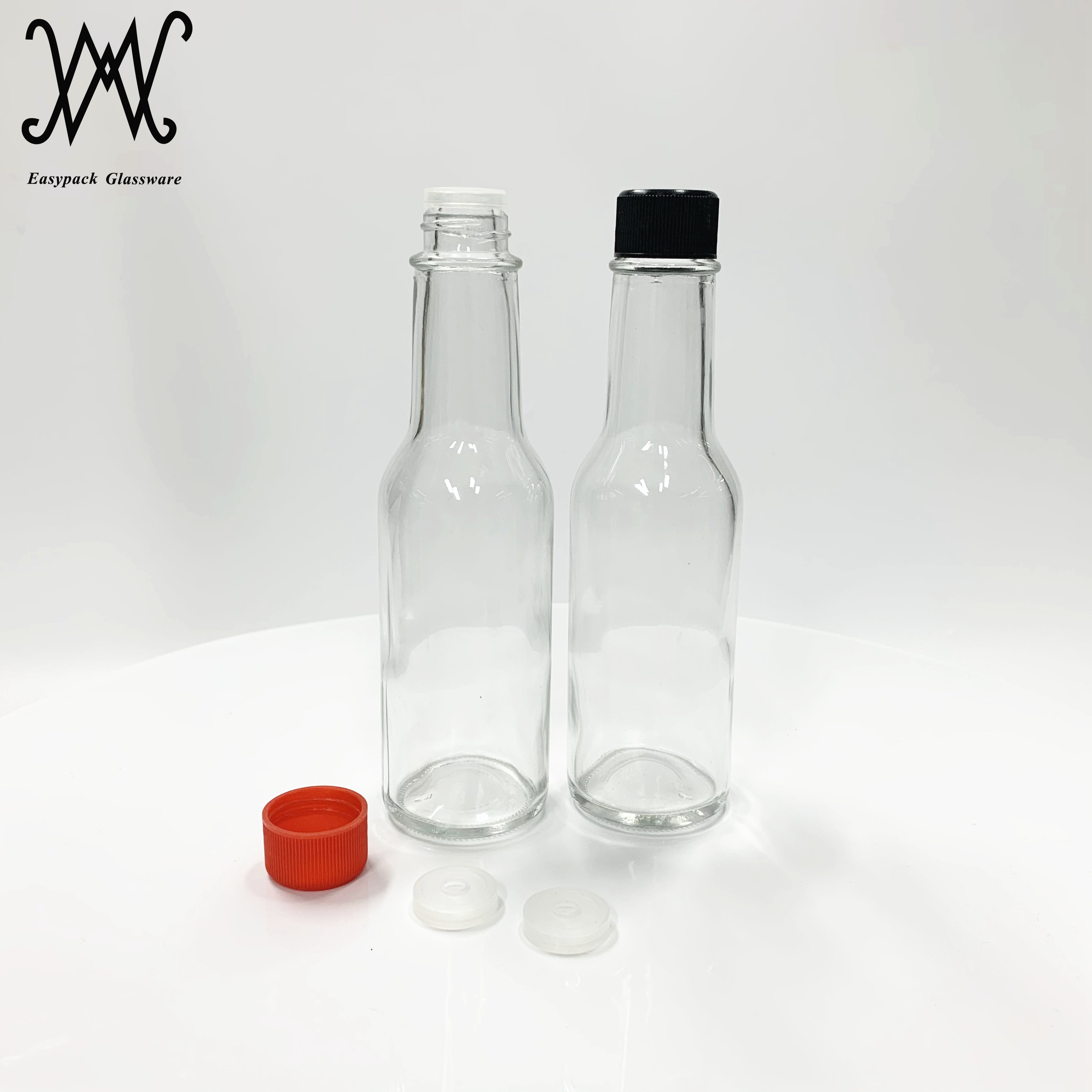 3oz 100ml woozy hot sauce glass bottle with black plastic lid