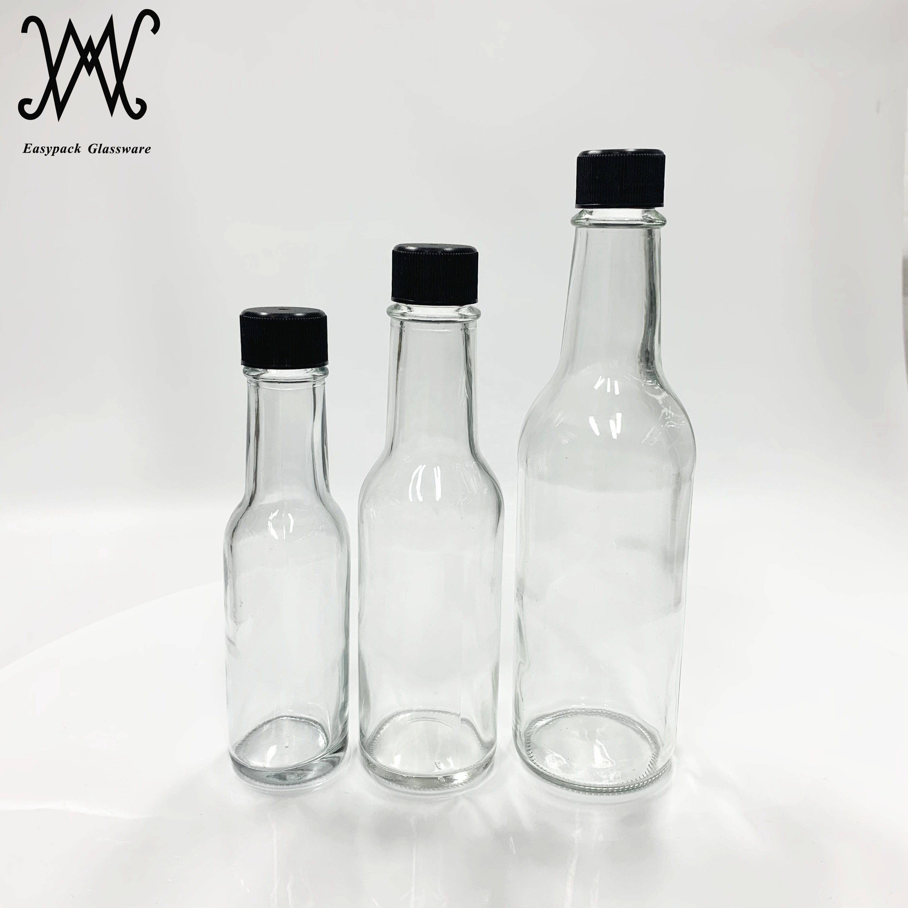 3oz 100ml woozy hot sauce glass bottle with black plastic lid