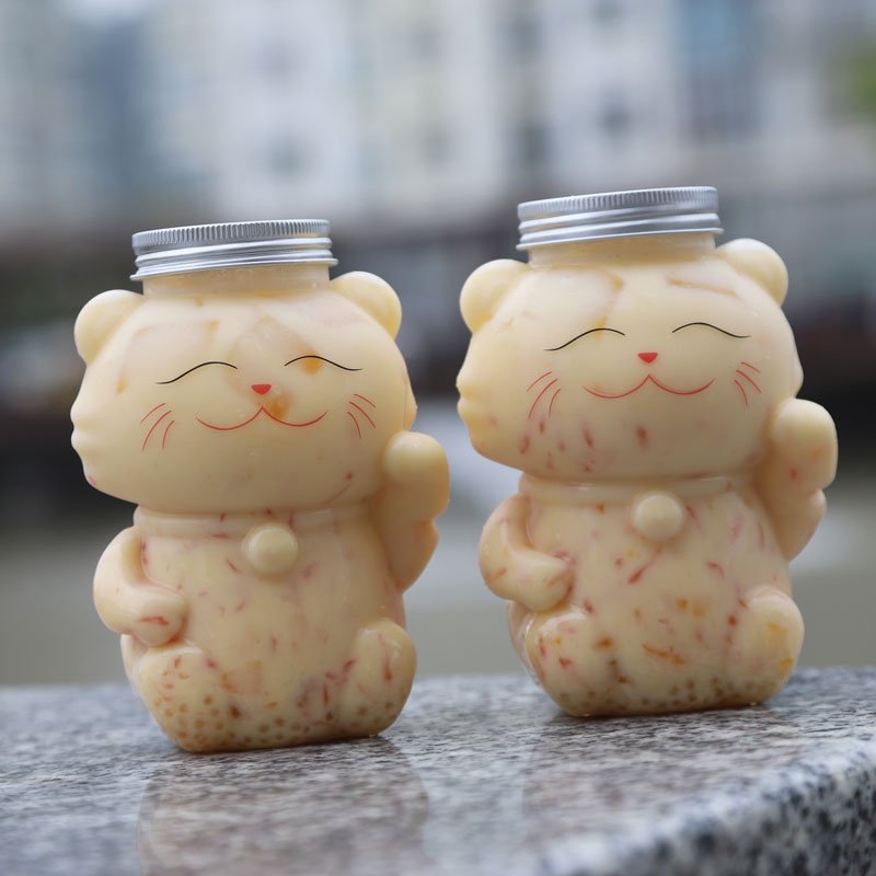 Bubble Fruit 16oz Empty Beverages PET Plastic Milk Tea Glass Juice Bottles