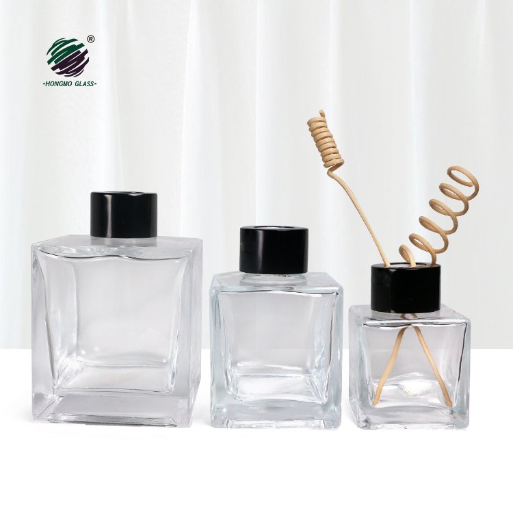 Empty Square Home Large Clear 50 Ml 100ML 200ml Aroma Fragrance Giant Reed Diffuser Glass Bottle