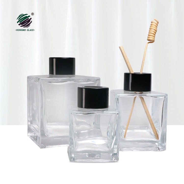 Empty Square Home Large Clear 50 Ml 100ML 200ml Aroma Fragrance Giant Reed Diffuser Glass Bottle