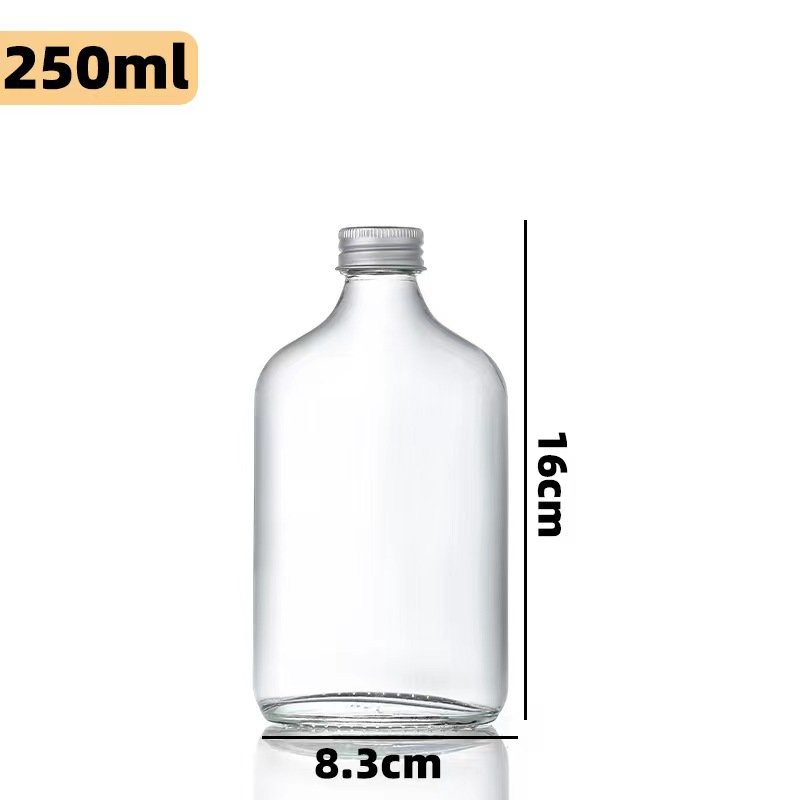 50ml 100ml 250ml 375ml 500ml Beverage Coffee Flat Shoulder Tea Kumpu Tea Glass Bottle