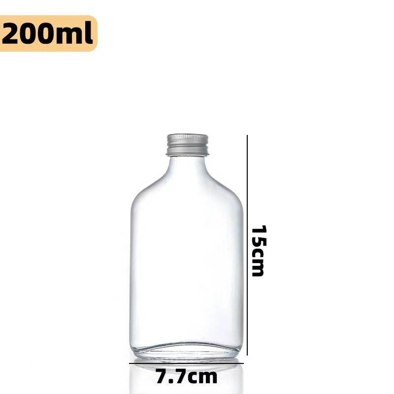 50ml 100ml 250ml 375ml 500ml Beverage Coffee Flat Shoulder Tea Kumpu Tea Glass Bottle