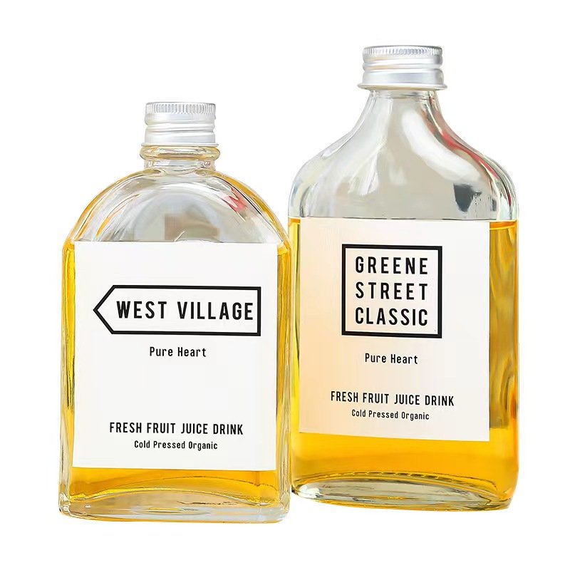 50ml 100ml 250ml 375ml 500ml Beverage Coffee Flat Shoulder Tea Kumpu Tea Glass Bottle