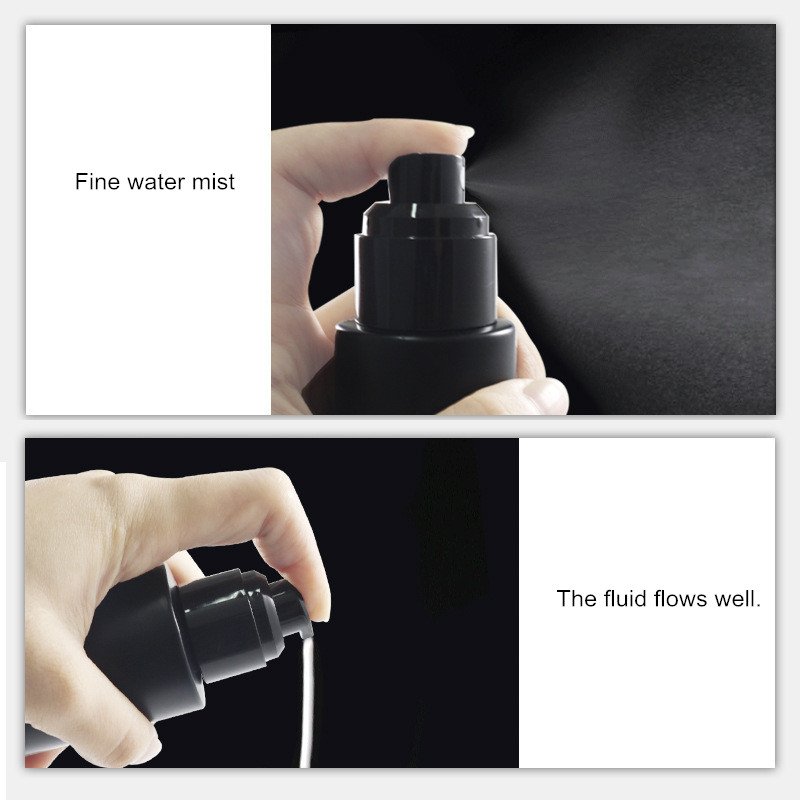 High Grade Empty Cosmetic Packaging Set 30ml 60ml 100ml Black Lotion Toner Glass Bottles with Pump Sprayers
